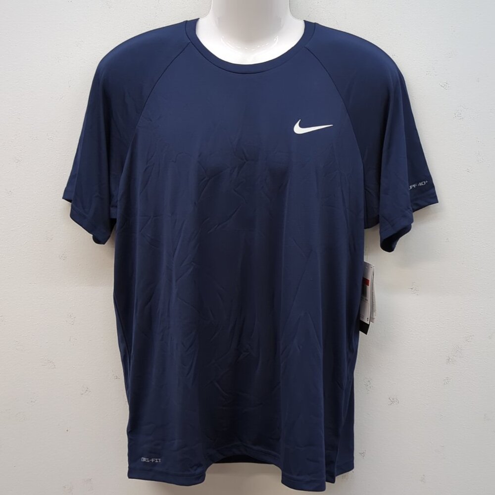 Nike Swim Dri Fit Activewear Men's T Shirt Large Navy Blue